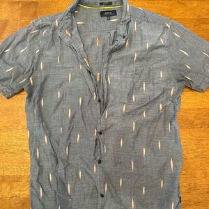 Roark Short-Sleeve Button-Down Shirt in Blue with Tan Accents